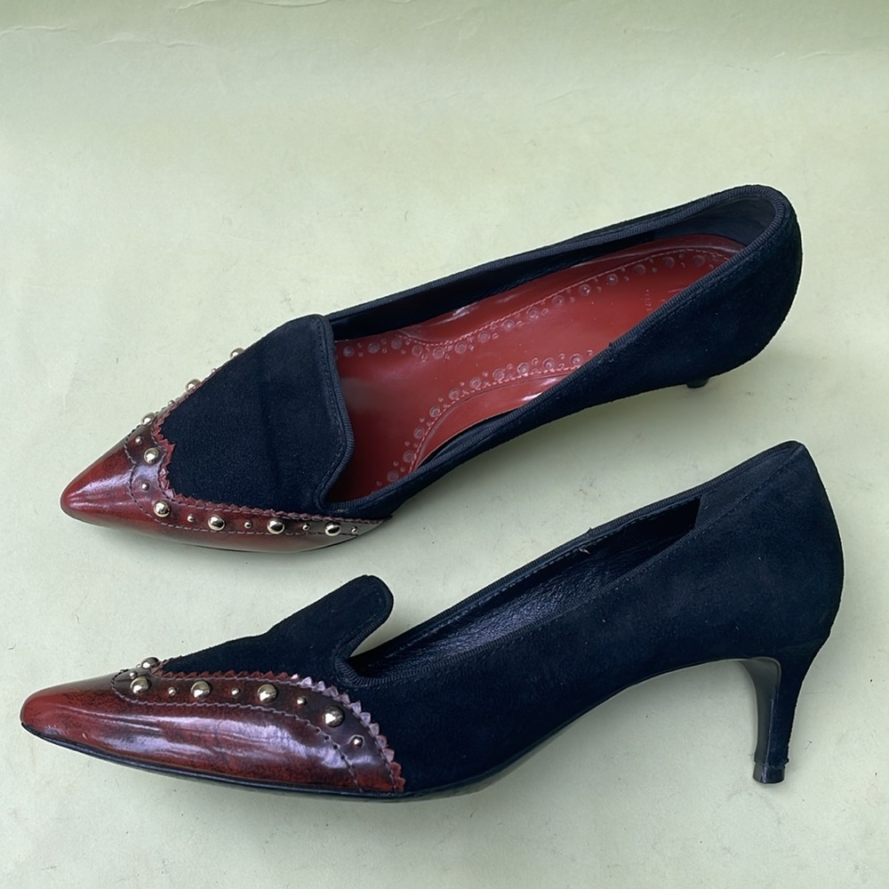 Vintage brown/black Tory Burch leather heels - Picture 3 of 16